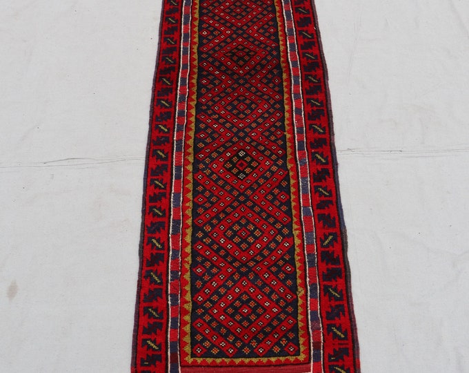 70% off 1.11 x 8.9 Ft/ super fine Afghan Vintage Mishwani Hallway Kilim rug runner | Hand knotted tribal wool runner wool Hallway Rug Runner