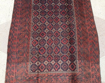 Boho Chic handmade tribal vintage baluchi rug - 5'4 x 7'9