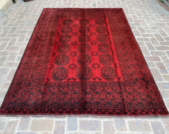 6'9 x 9'5 Vintage hand knotted Aqcha Filpai wool area rug - Tribal Village decorative rug