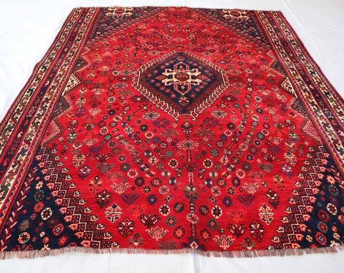 5'6 x 6'5 Vintage Hand knotted Caucasian Wool rug - Village rug - rug for bedroom - Boho rug - Tribal rug - handmade rug