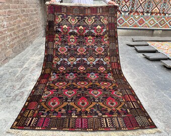 70% off  3.10 x 6.8 Ft/ Afghan vintage Baluch Wool Rug - Handmade tribal vintage afghan Tangi Dizine Geometric Rug Natural Dye Color