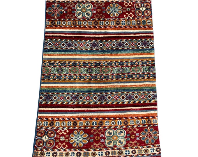 3x4 Afghan handmade Khorjin Rug - Kids room rug - Kitchen rug - veg dye rug