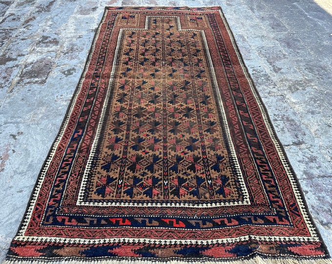 70% off 2.6 x 5. Ft/ Vintage 1960s  Afghan Prayer Baluch rug | Afghan Baluch rug | handmade wool rug Gergeous Wool Prayer Afghan rug