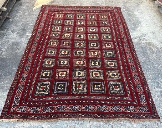 70% off 6.6 x 9 Ft vintage Afghan Mishwani Handmade Killim Rug - Tribal wool High Quality Killim rug Natural Dye Color Mishwani Belly Rug