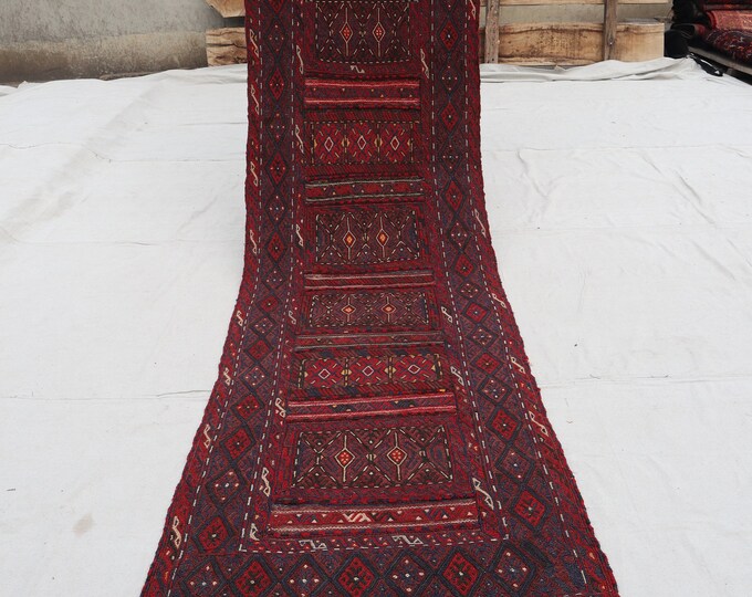 70% off 2.4 x 9.11 Ft/ super fine Afghan Vintage Hatrasgan  Kilim rug runner | Hand knotted tribal wool runner wool Hallway Rug Runner