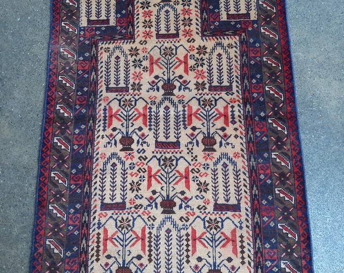 Afghan tribal hand knotted Prayer rug - Wool rug - Turkish area rug