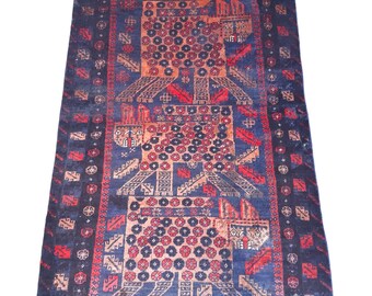 Vintage tribal handmade wool Pictorial rug - old rug