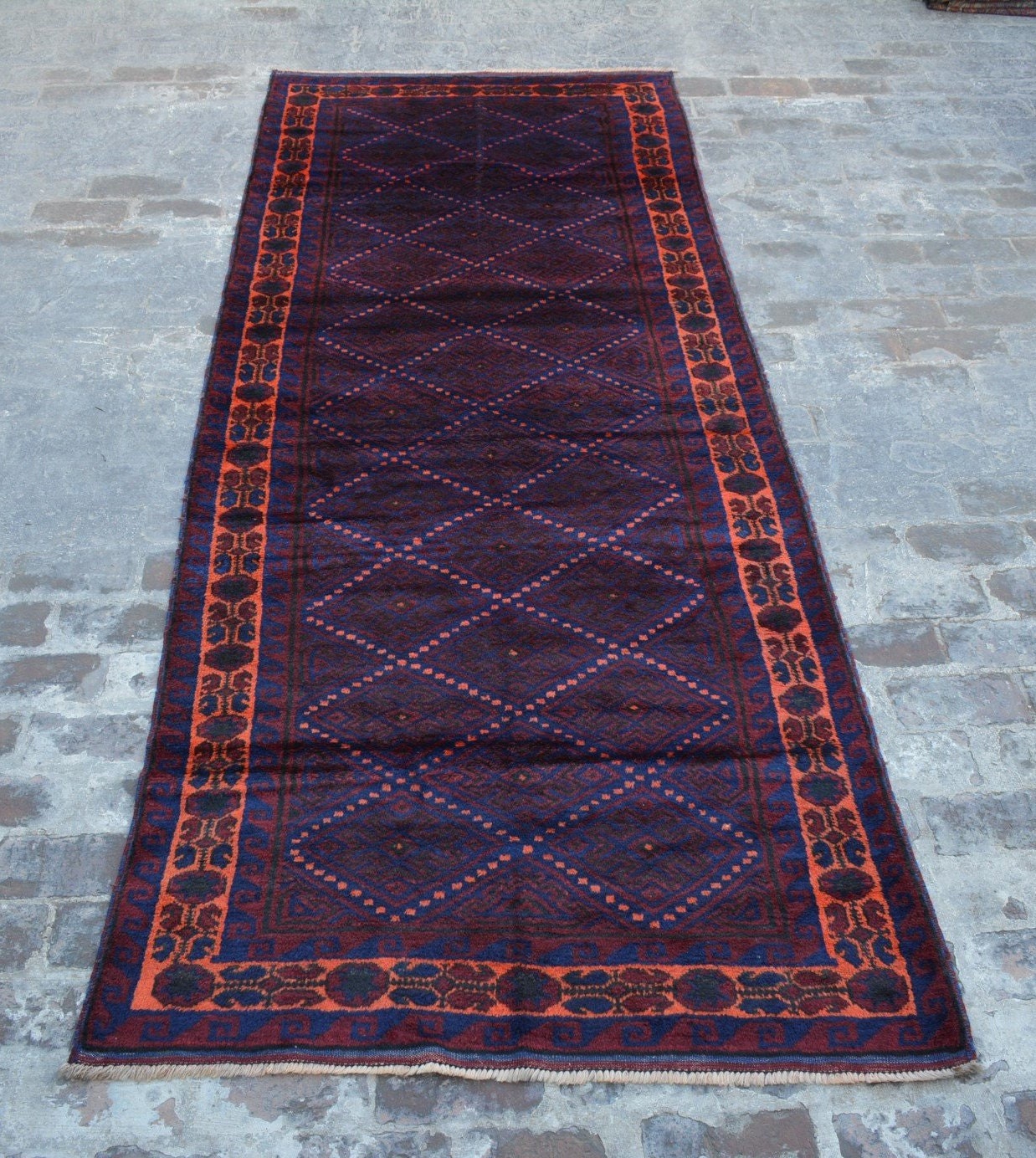 Vintage Afghan Turkoman Tribal Rug Runner Handmade Wool Runners