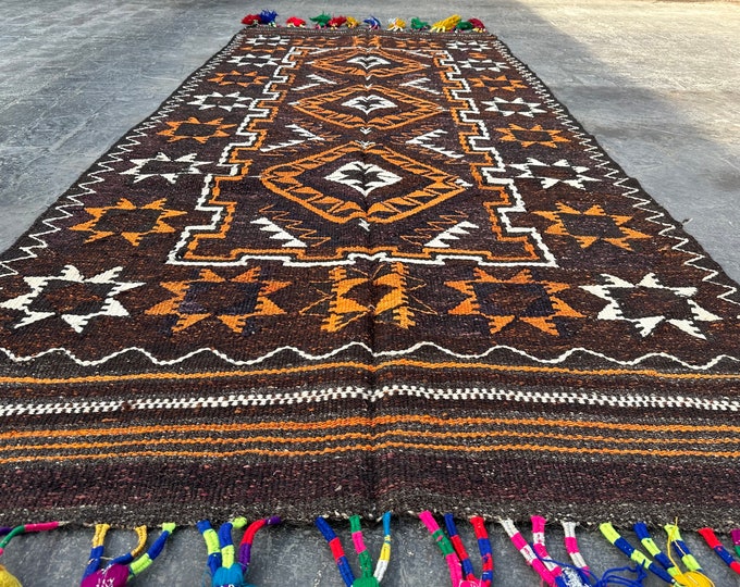 70% off 4x9 Afghan Tribal Baluchi Kilim rug - Nomadic 4x9 long kilim runner rug
