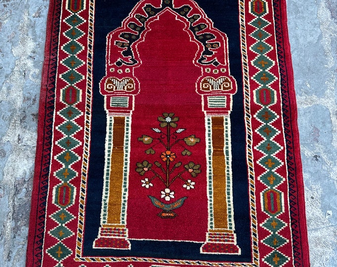 70% off 2.7 x 3.10 Ft/ Vintage 1990s Afghan Prayer rug | Afghan Baluch rug | handmade wool rug Jainamaz  Wool Afghan rug