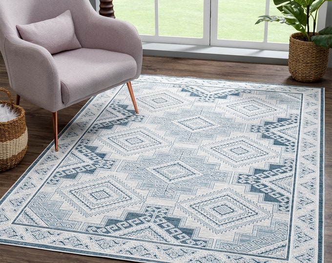8x10 Geometric Turkish Oushak rug - 5x8 Living room rug - Oriental area rug