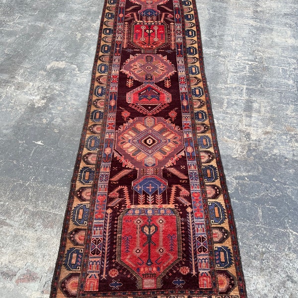 70% off 2.9 x 12. Ft/ super fine Afghan Baluch Vintage Barjesta rug runner | Hand knotted tribal wool runner rug Nomadic wool Hallway Rug