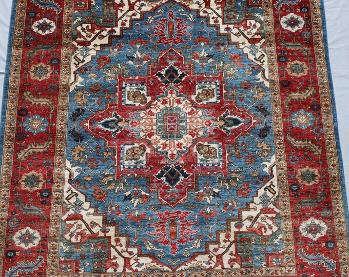 8'2 x 9'9 Serapi style afghan hand knotted veg dye area rug