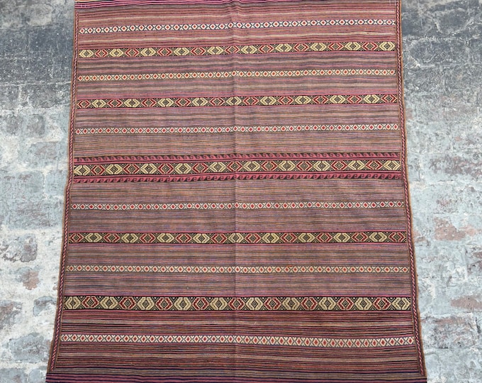 4'9 x 6'4 Qalati handwoven fine thin kilim rug