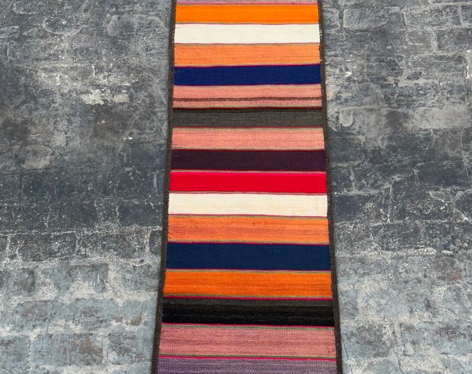 70% off 2'3 x 16'2 Handwoven tribal Maldari kilim runner rug - Long hallway flatweave Kilim