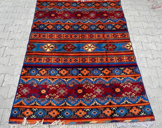 Elegant Handmade Afghan khorjin Rug, colorful rug
