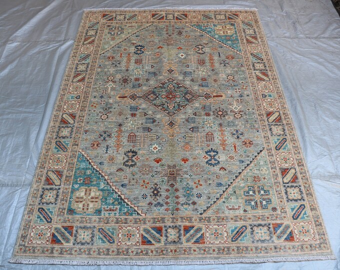 5x8 Turkish handmade oriental rug, 5x8 Tribal wool rug, Oriental rug, Living room rug, Bedroom rug, Handmade afghan rug