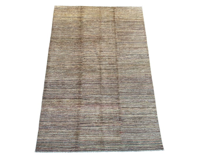 70% off Hand knotted Afghan Contemporary gabbeh rug - Striped Handmade wool rug