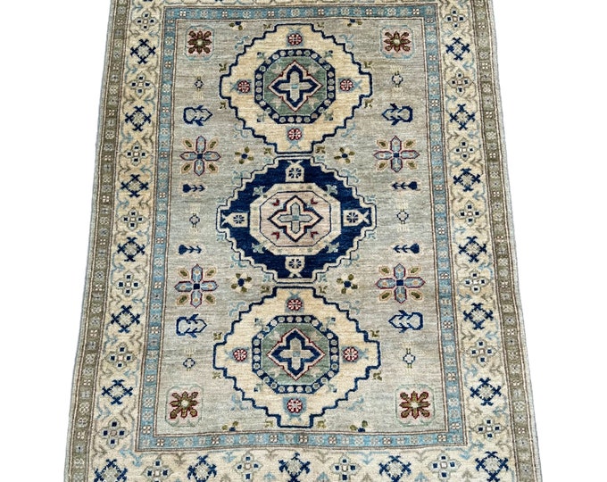 3x5 Veg dye handmade Afghan rug - Khotan style wool rug - 3x5 Kitchen rug