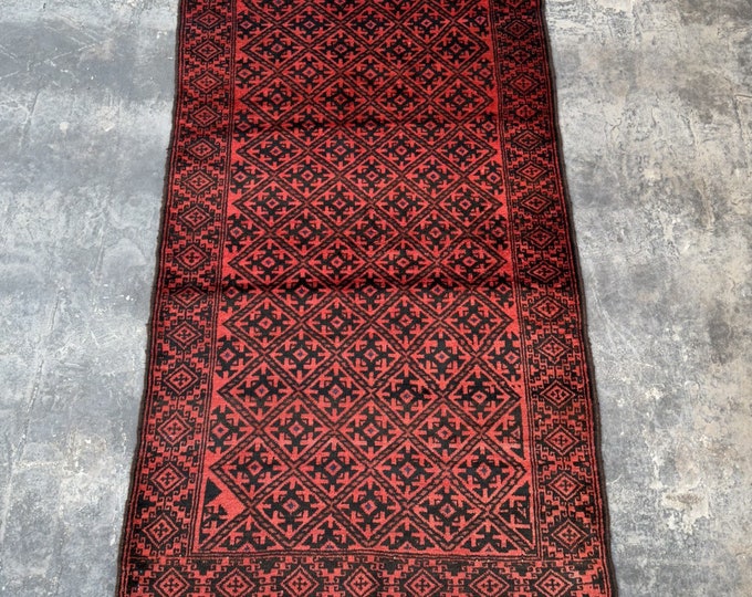 Hand knotted Afghan rug | vintage Tribal wool area rug