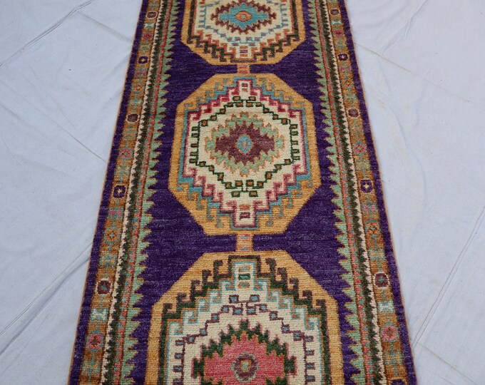 2'11 x 13'8 Hand knotted Tribal Bohomian rug runner