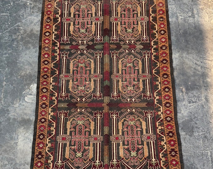 3'10 x 6'1 Tribal vintage handwoven decor kilim rug