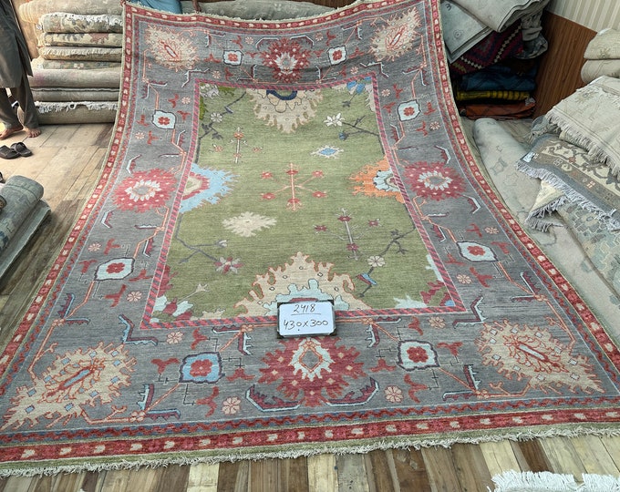 70% off 9.9 x 14.10 Feet/ Hand knotted Classic Lovely Oushak Wool rug - Natural Dye Color Bedroom rug
