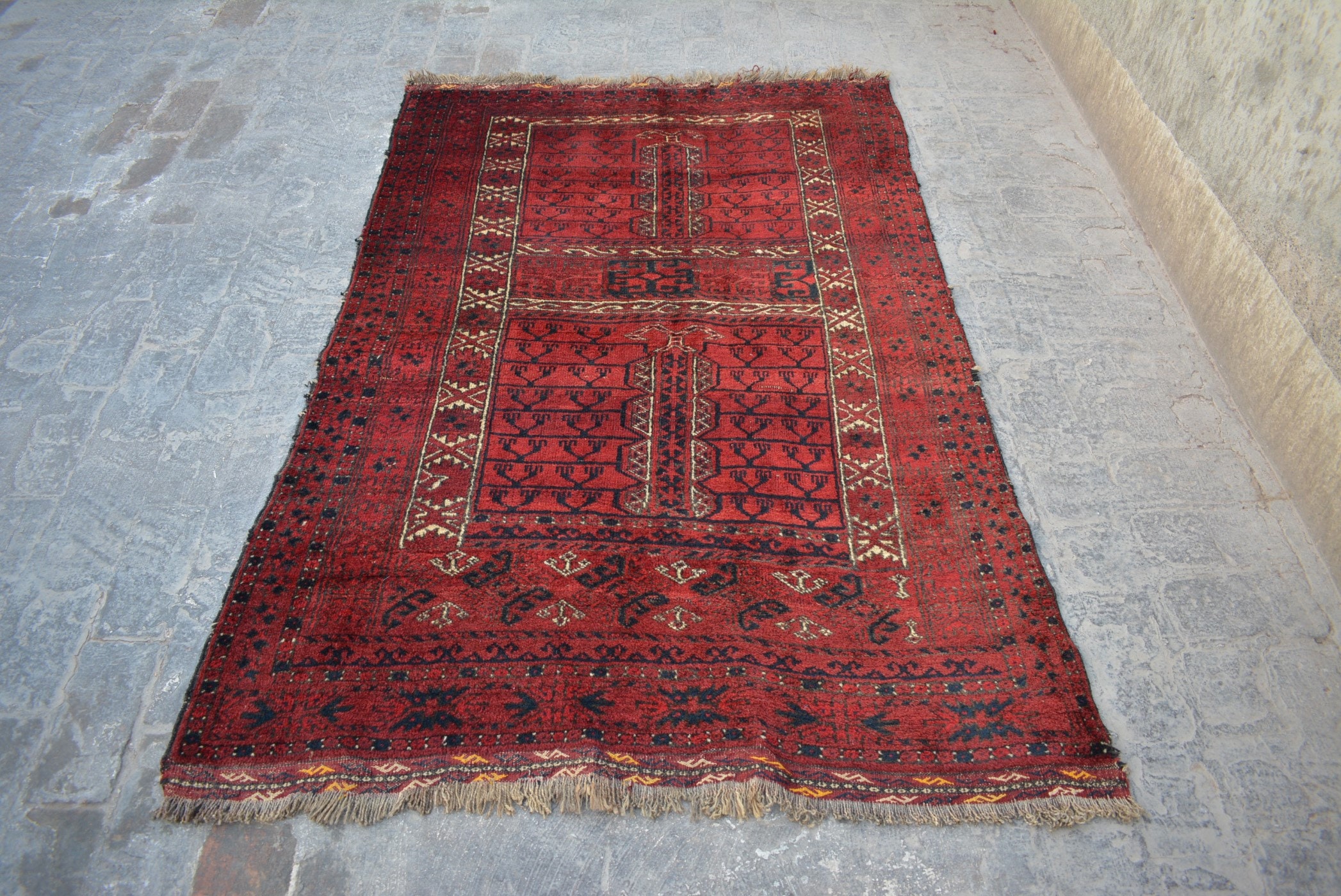 Stunning Antique Afghan turkoman tribal Hatchlu parda handmade wool rug / Decorative rug vintage