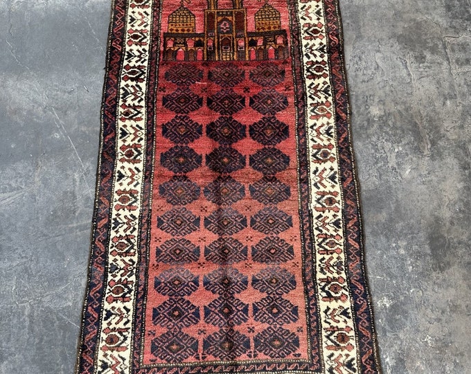 Vintage Beluchi Prayer Afghan Rug | Wool Vintage rug