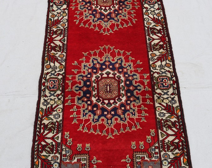 70% off 2.10 x 6.8 Ft/ super fine Afghan Red Vintage Baluch Barjesta rug runner | Hand knotted tribal wool runner wool Hallway Rug Runner
