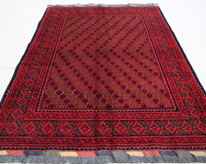 Afghan rug Tribal hand knotted rug for Kitchen | Home decor wool rug