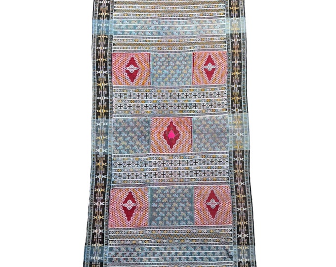 70% off Uzbek handwoven Suzani kilim rug | Afghan Tribal wool kilim rug | 3'10 x 7'6