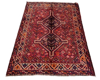 Semi Antique Tribal Caucasian Wool rug / 5'0 x 6'5