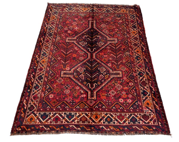 Semi Antique Tribal Caucasian Wool rug / 5'0 x 6'5