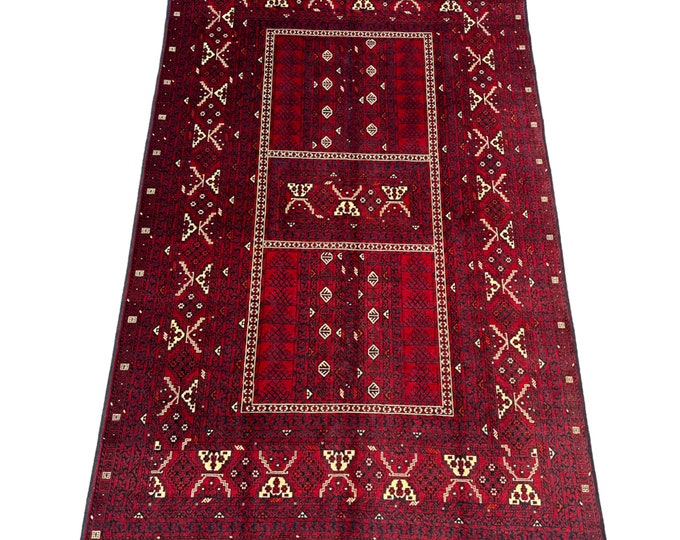 70% off Vintage Afghan handmade Tribal Qunduz Wool rug  4x6 vintage rug