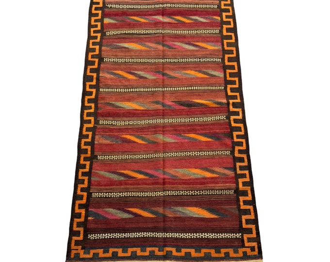 70% off 4'4 x 8'3 Afghan Maldari kilim rug | vintage afghan tribal kilim