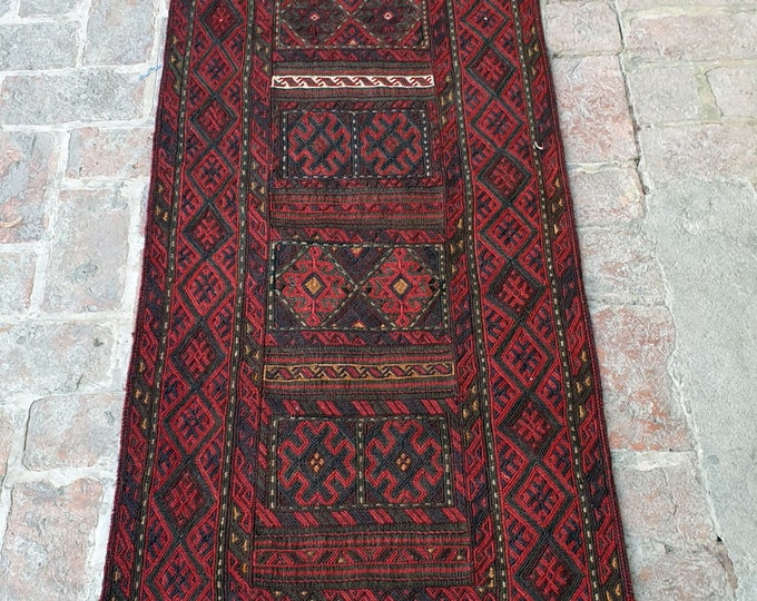 10ft Tribal Afghan Adreskan Kilim runner rug - Hallway rug runner - Decorative Tribal kilim runner - Free shipping - Nomad's Runner rug