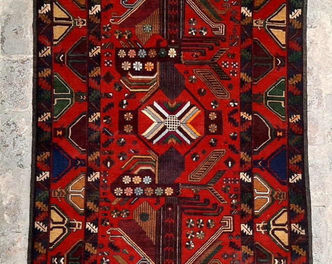 3'10 x 6'6 ft. Afghan handmade Tribal baluch rug / Free Shipping