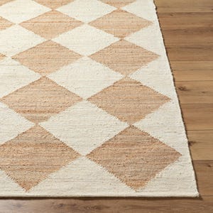 Hand-woven Jute Rug 8x10 Ft Diamond Pattern Natural Fiber Living Room ...