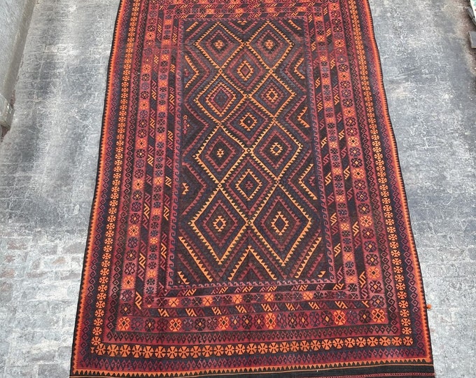 10'0 x 16'1 - Large Retro vintage Afghan Rug | rug kilim for bedroom | Living room rug | Tribal handmade rug