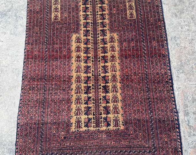 70% off 2.11 x 4.4 Ft/ Vintage  Afghan Prayer Baluch rug | Afghan Baluch rug | handmade wool rug Gergeous Wool Prayer Afghan rug