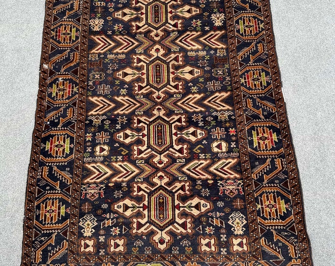 70% off 4.3 x 6.3 Feet/  Afghan Vintage 1970s Baluch Zakani Tribal rug hand knotted Oriental Gorgeous Dark rug | Tribal Afghan Carpet