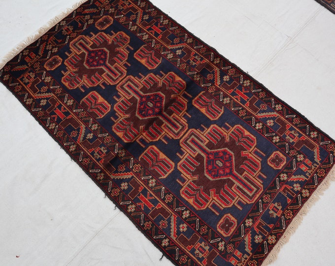 70% off Size 2.10 x 4.11 Ft Baluch Afghan rug | Hand knotted Geometric wool rug/Nomadic Dog Foot Natural Dye Color/ Vintage  Baluch Rug
