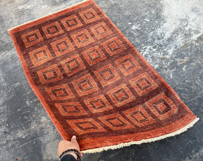 70% off Red 3 x 5 Feet/ Afghan handmade Ayna style Oushak rug - Tribal  wool rug/ Natural Dye Color 2024 age Oriental Chobi Rug
