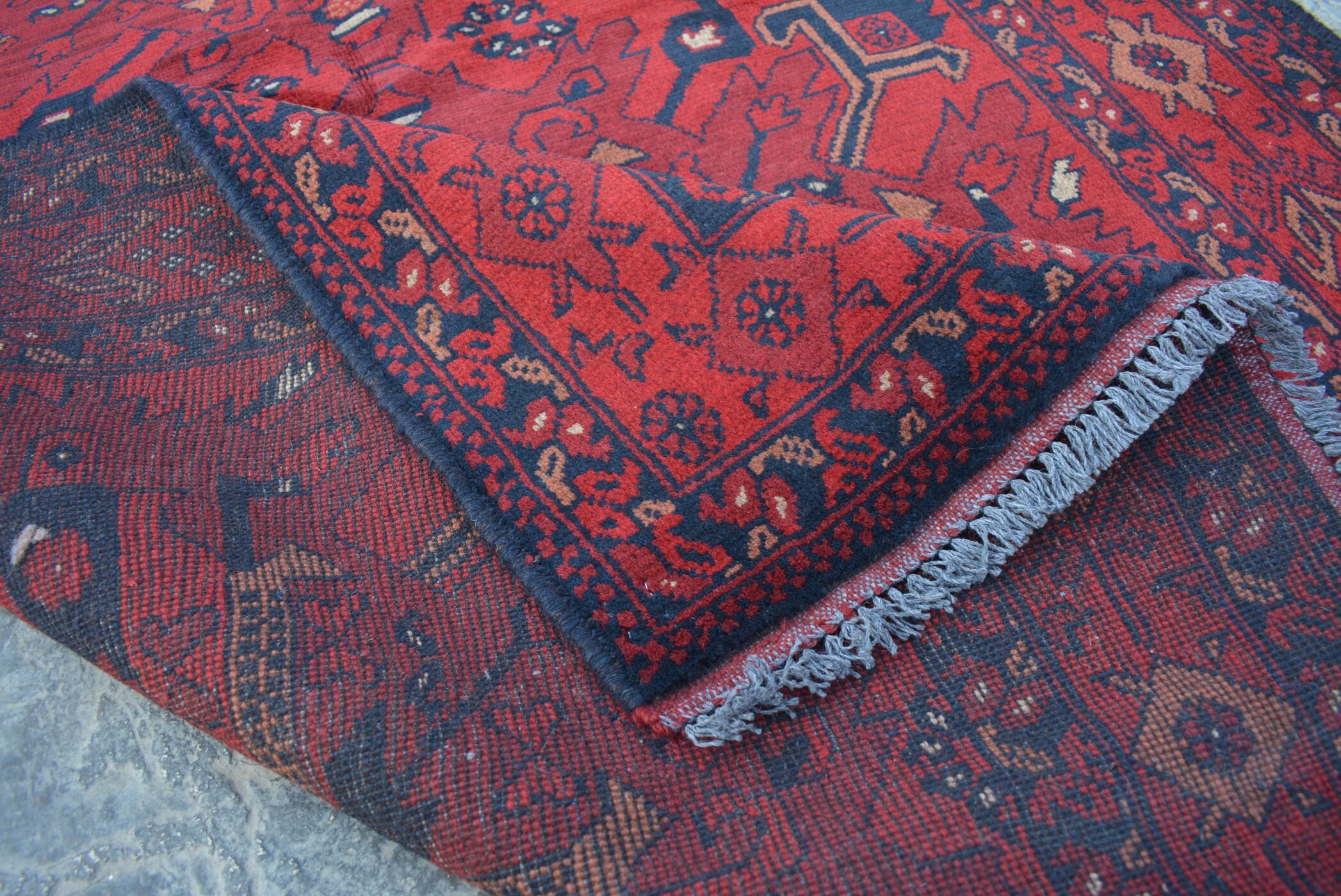 Vintage Afghan turkoman tribal Khalmohammadi handmade wool rug