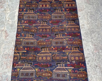 70% off 2.5 x 4.11/ Vintage Afghan Baluch War Rug Oriental War rug - Afghan War carpet/  Natural Dye Color