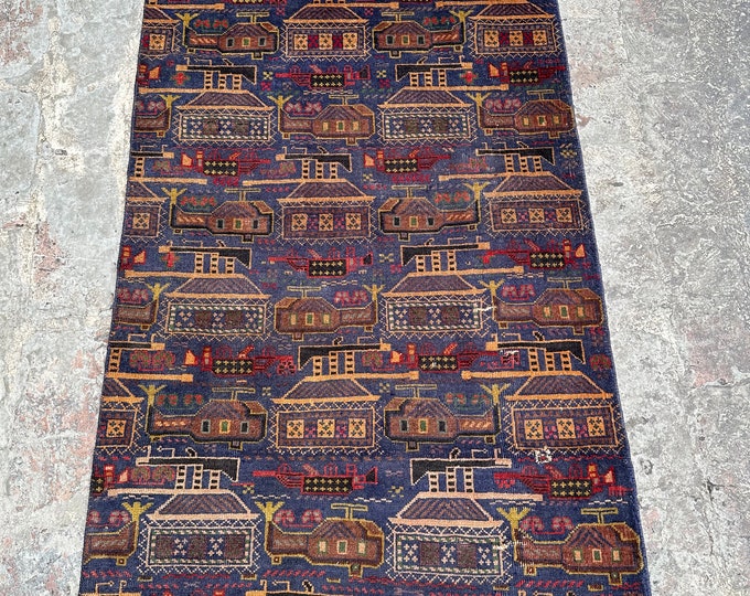 70% off 2.5 x 4.11/ Vintage Afghan Baluch War Rug Oriental War rug - Afghan War carpet/  Natural Dye Color