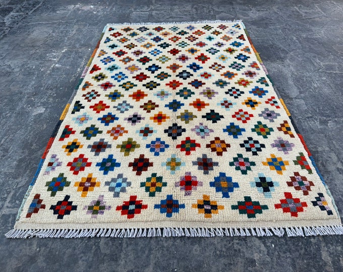 Bright Modern Contemporay gabbeh rug - Afghan Modern Chobi rug - hand knotted Afghan rug