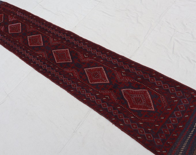 70% off 2.2 x 11.3 Ft/ super fine Afghan Vintage Mishwani Fine Kilim rug runner | Hand knotted tribal wool runner wool Hallway Rug Runner