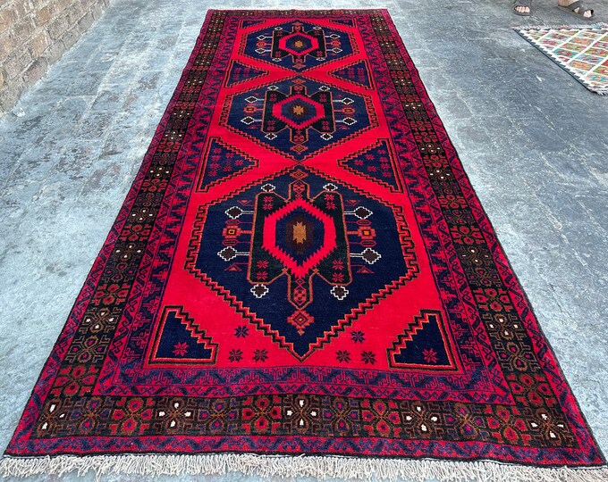 70% off 3.10 x 9.3 Ft/ super  Afghan  Vintage Tribal Baluch Turkish Dizine rug runner | Hand knotted tribal wool runner rug  Hallway Rug
